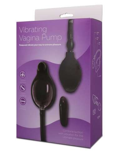 Pompka z wibracjami do waginy VAGINA PUMP BLACK - Pompki do sutków i pochwy - 2