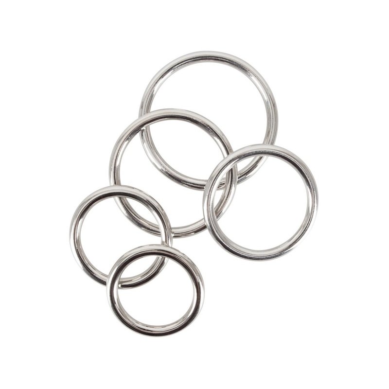 Zestaw 5 pierścieni erekcyjnych Professional na penisa i jądra – stal węglowa 5 mm, Ø 3,1–5 cm - 4
