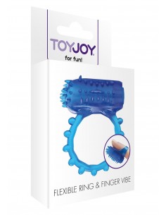 Pierścień na Penisa wibrujący Flex Ring And Finger Vibe Niebieski - Pierścienie erekcyjne wibrujące - 1 2