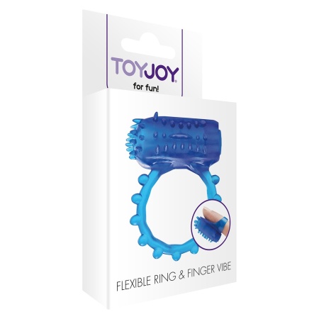 Pierścień erekcyjny FLEX Ring & Finger Vibe z wibracją i wypustką do stymulacji łechtaczki, 3,5 cm - 2