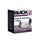 Cock & Ball Ring – pierścień erekcyjny na penisa i jądra z korkiem analnym 22,5 cm, pierścienie 4,1 cm - 1