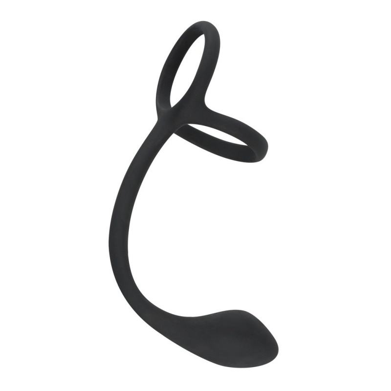 Cock & Ball Ring – pierścień erekcyjny na penisa i jądra z korkiem analnym 22,5 cm, pierścienie 4,1 cm - 2