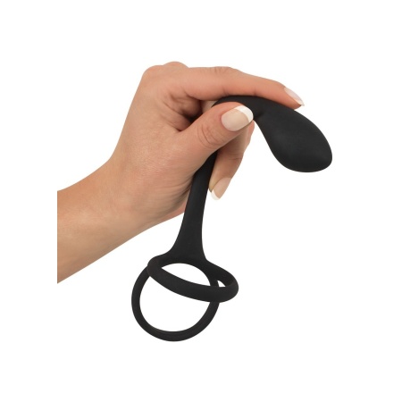 Cock & Ball Ring – pierścień erekcyjny na penisa i jądra z korkiem analnym 22,5 cm, pierścienie 4,1 cm - 4