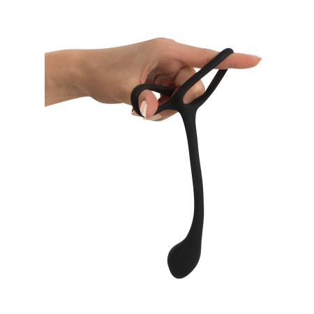 Cock & Ball Ring – pierścień erekcyjny na penisa i jądra z korkiem analnym 22,5 cm, pierścienie 4,1 cm - 5