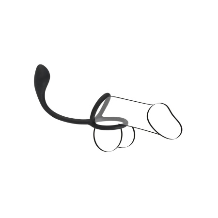 Cock & Ball Ring – pierścień erekcyjny na penisa i jądra z korkiem analnym 22,5 cm, pierścienie 4,1 cm - 6