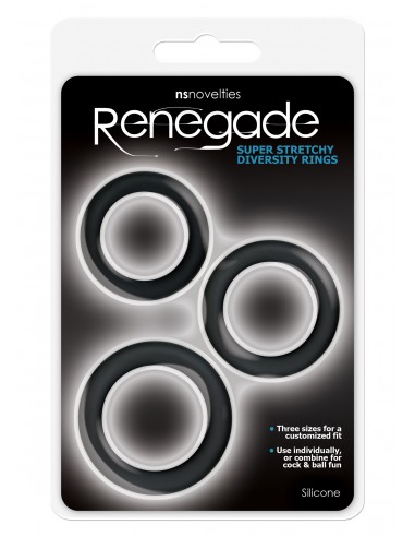 Zestaw pierścieni erekcyjnych Diversity Rings Neon Black - Pierścienie erekcyjne niewibrujące - 2