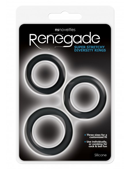 Zestaw pierścieni erekcyjnych Diversity Rings Neon Black - Pierścienie erekcyjne niewibrujące - 2