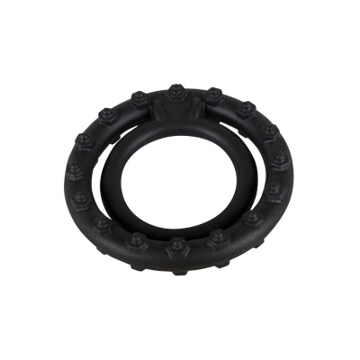 Pierścień erekcyjny Clitoral Mass Silicone Ring — podwójny pierścień na penisa i jądra z prętem stymulacyjnym, silikon, średnice - 1