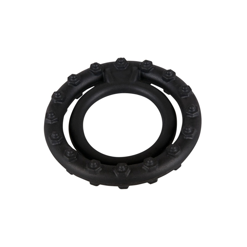 Pierścień erekcyjny Clitoral Mass Silicone Ring — podwójny pierścień na penisa i jądra z prętem stymulacyjnym, silikon, średnice - 1
