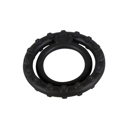 Pierścień erekcyjny Clitoral Mass Silicone Ring — podwójny pierścień na penisa i jądra z prętem stymulacyjnym, silikon, średnice - 1