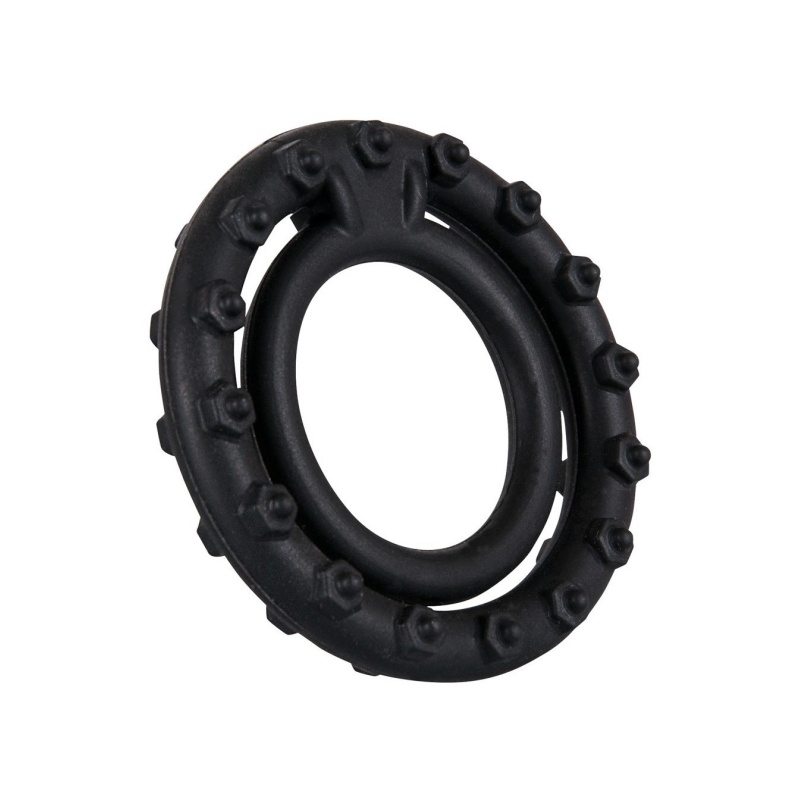 Pierścień erekcyjny Clitoral Mass Silicone Ring — podwójny pierścień na penisa i jądra z prętem stymulacyjnym, silikon, średnice - 3