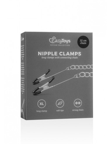 Klamry na sutki Long Nipple Clamps With Chain - Klamry i klipsy na sutki - 1