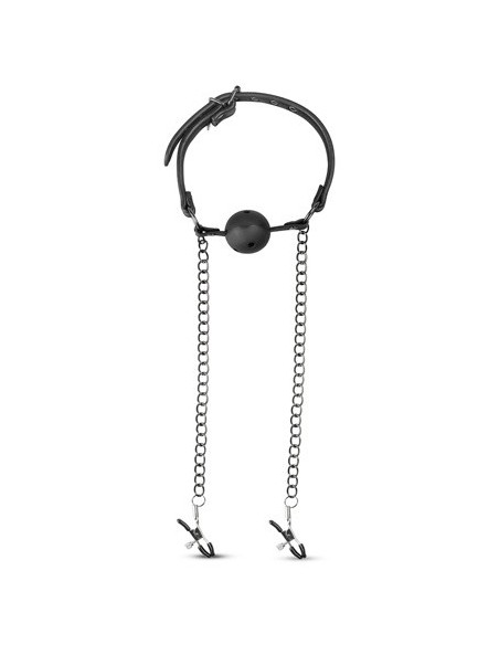 Knebel Open Ball Gag With Nipple Clamps - Kneble do ust - 7