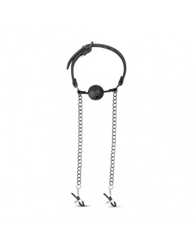 Knebel Open Ball Gag With Nipple Clamps - Kneble do ust - 14