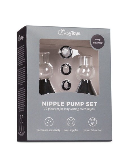 Pompki Na Sutki Black Nipple Sucker Set - Pompki do sutków i pochwy - 1