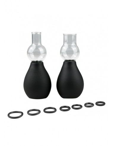 Pompki Na Sutki Black Nipple Sucker Set - Pompki do sutków i pochwy - 4