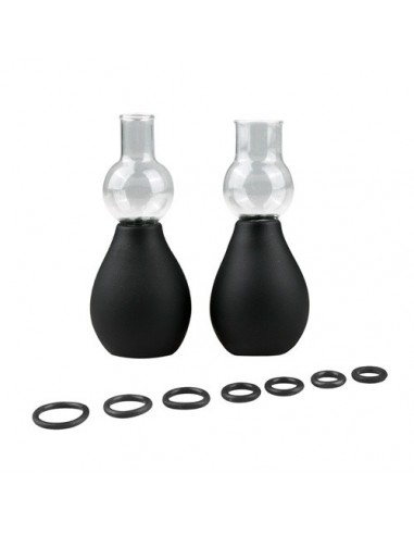 Pompki Na Sutki Black Nipple Sucker Set - Pompki do sutków i pochwy - 9