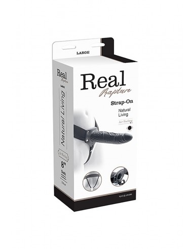 Strapon Z Wibracjami Cavo Real Rapture 8 Black - Strap-ony, dilda na pasku z wibracją - 1