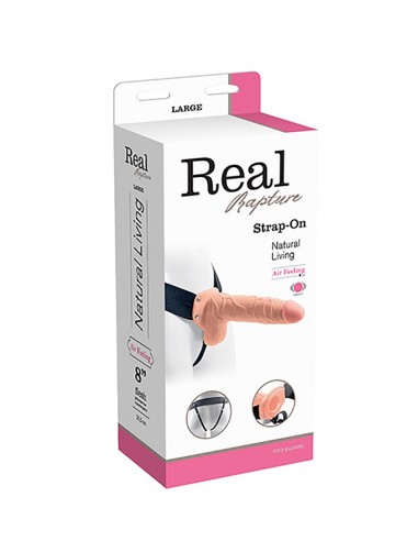 Strapon Z Wibracjami Cavo Real Rapture 8 Flesh With Balls - Strap-ony, dilda na pasku z wibracją - 1