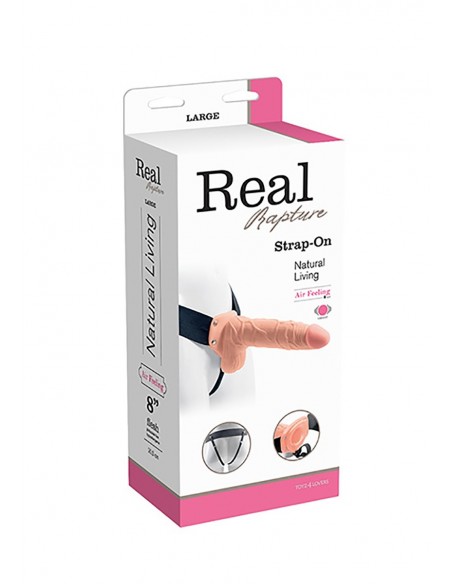 Strapon Z Wibracjami Cavo Real Rapture 8 Flesh With Balls - Strap-ony, dilda na pasku z wibracją - 1