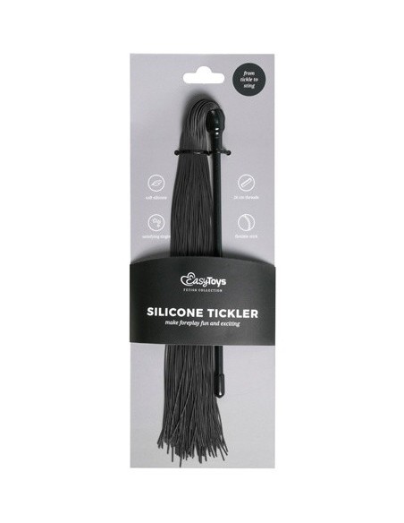 Pejcz BDSM Black Silicone Tickler - Baty, pejcze i packi - 1