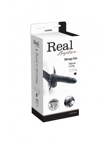 Strapon Z Wibracjami Cavo Real Rapture 8 Black With Balls - Strap-ony, dilda na pasku z wibracją - 1