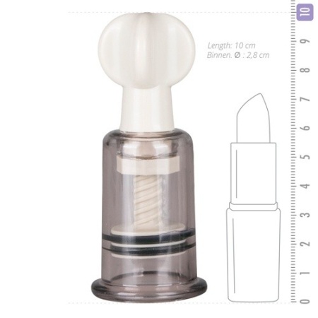 Pompka do sutków i łechtaczki Nipple & Clit Suckers Small 2 szt. - ręczna regulacja pokrętłem, ABS, długość 10 cm, Ø komory 2,8 - 8