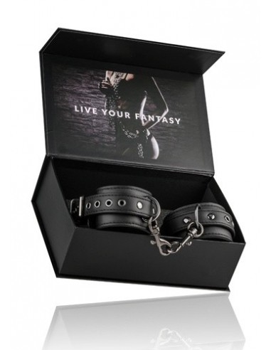 Kajdanki erotyczne Black Leather Handcuffs - Kajdanki erotyczne - 6