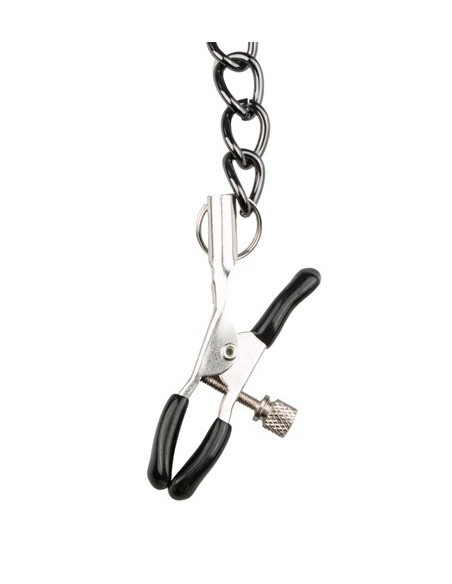 Obroża ze smyczą Leather Collar With Nipple Chains - Chokery, obroże i smycze - 4