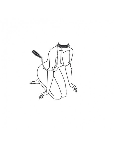 Obroża ze smyczą Leather Collar With Nipple Chains - Chokery, obroże i smycze - 9