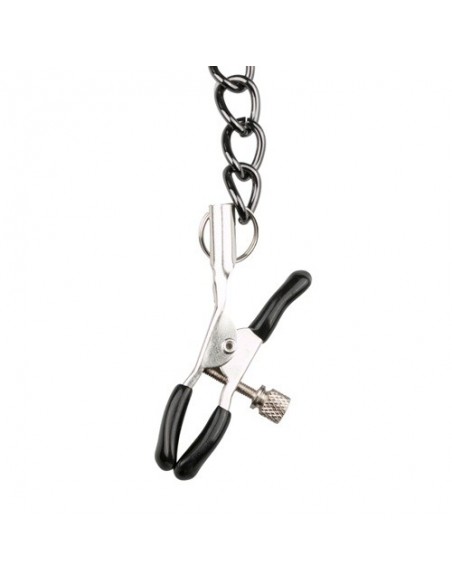 Obroża ze smyczą Leather Collar With Nipple Chains - Chokery, obroże i smycze - 12