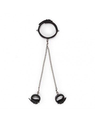 Kajdanki erotyczne Leather Collar With Anklecuff - Kajdanki erotyczne - 4