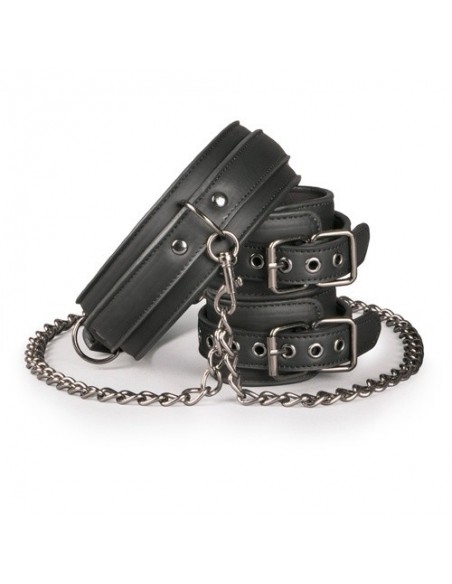 Kajdanki erotyczne Leather Collar With Handcuffs - Kajdanki erotyczne - 1
