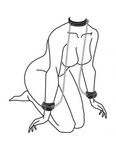 Kajdanki erotyczne Leather Collar With Handcuffs - Kajdanki erotyczne - 2