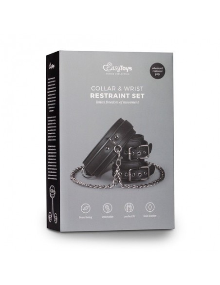 Kajdanki erotyczne Leather Collar With Handcuffs - Kajdanki erotyczne - 3