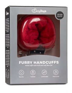 Kajdanki do Sypialni Furry Handcuffs Czerwone - Kajdanki erotyczne - 1