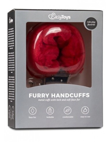 Kajdanki do Sypialni Furry Handcuffs Czerwone - Kajdanki erotyczne - 1