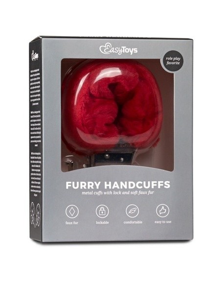 Kajdanki do Sypialni Furry Handcuffs Czerwone - Kajdanki erotyczne - 1