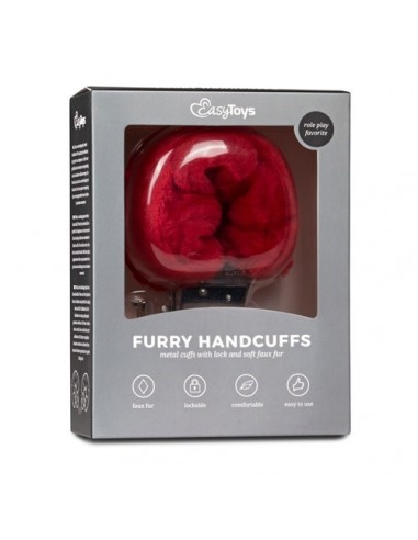 Kajdanki do Sypialni Furry Handcuffs Czerwone - Kajdanki erotyczne - 5
