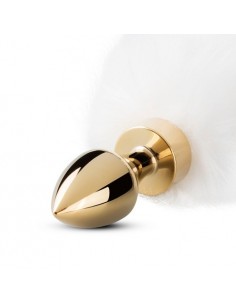 Korek analny Butt Plug Lisi Ogon Złoty / Biały - Korki analne z ogonkiem - 1 2