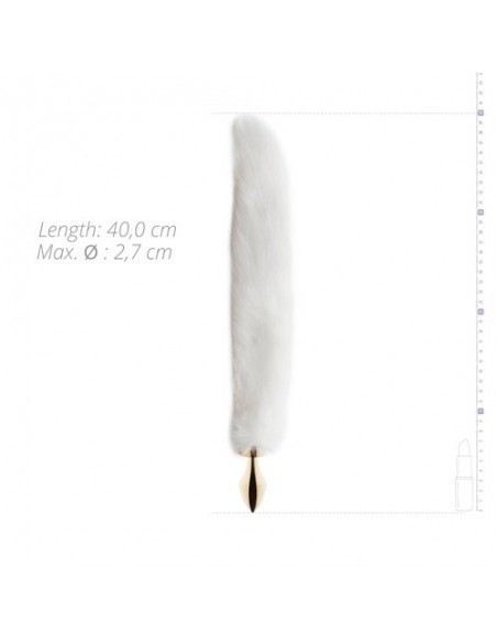 Korek analny Butt Plug Lisi Ogon Złoty / Biały - Korki analne z ogonkiem - 3