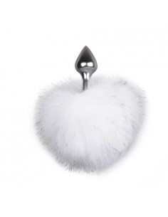 Korek analny Butt Plug Bunny Tail Plug No. 1 - Srebrny / Biały - Korki analne z ogonkiem - 1