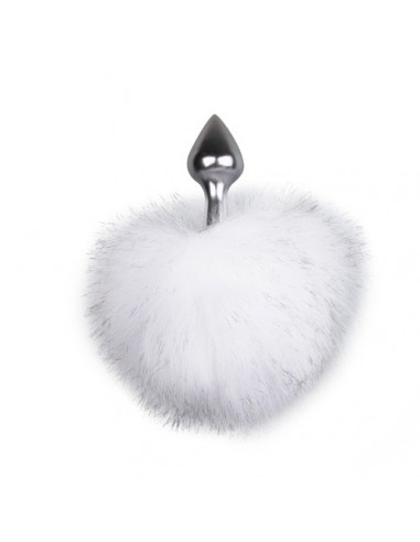 Korek analny Butt Plug Bunny Tail Plug No. 1 - Srebrny / Biały - Korki analne z ogonkiem - 1