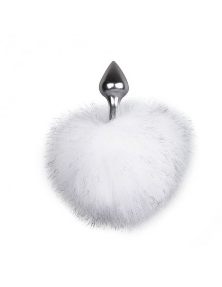 Korek analny Butt Plug Bunny Tail Plug No. 1 - Srebrny / Biały - Korki analne z ogonkiem - 1
