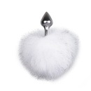 Korek analny z ogonkiem Bunny Tail Plug No. 1 Silver/White - aluminiowy, stożkowy, długość całkowita 15 cm, średnica 1,3-2,8 cm - 1