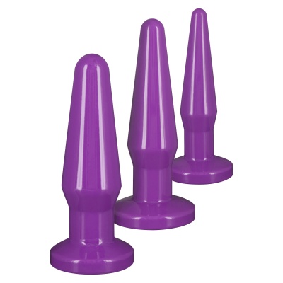 Zestaw 3 korków analnych Best Butt Buddies Purple z przyssawkami 10-12 cm - 1