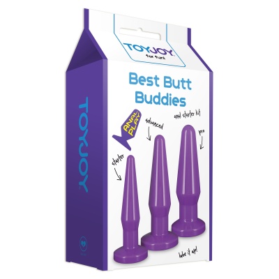 Zestaw 3 korków analnych Best Butt Buddies Purple z przyssawkami 10-12 cm - 1 2