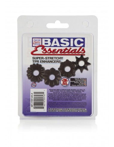 Zestaw pierścieni erekcyjnych Basic Essentials 4 szt. - Pierścienie erekcyjne niewibrujące - 3