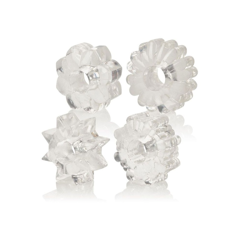 Zestaw 4 pierścieni erotycznych Basic Essentials Transparent – TPE o wysokiej elastyczności, średnica 2,5 cm - 1