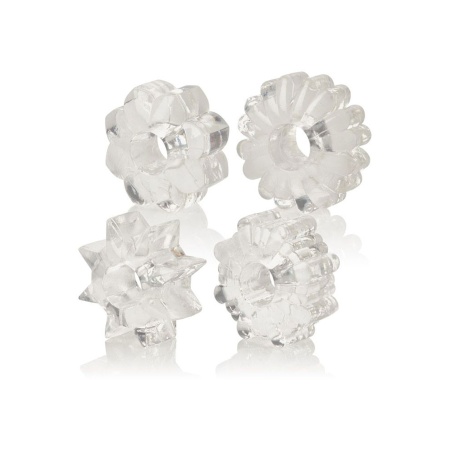 Zestaw 4 pierścieni erotycznych Basic Essentials Transparent – TPE o wysokiej elastyczności, średnica 2,5 cm - 1
